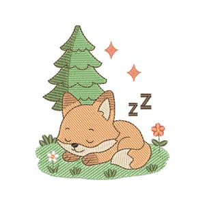 Matriz de bordado Raposa Cute Dormindo (Pontos Leves)
