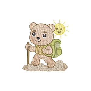 Matriz de bordado ursinho aventureiro (Pontos leves)