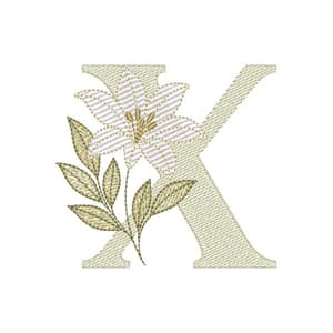 Matriz de bordado Alfabeto Lírio Letra X (Pontos Leves)
