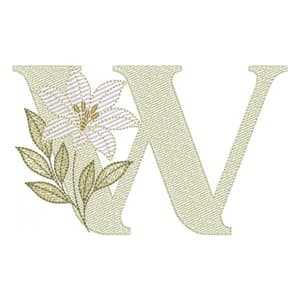 Matriz de bordado Alfabeto Lírio Letra W (Pontos Leves)