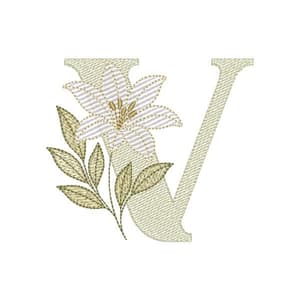 Matriz de bordado Alfabeto Lírio Letra V (Pontos Leves)