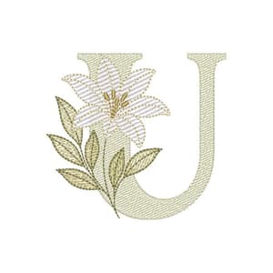 Matriz de bordado Alfabeto Lírio Letra U (Pontos Leves)