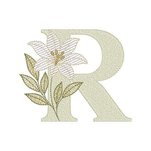 Matriz de bordado Alfabeto Lírio Letra R (Pontos Leves)