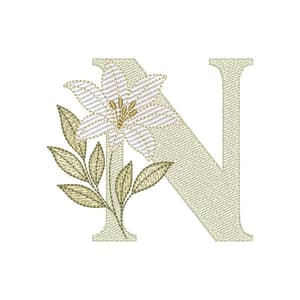 Matriz de bordado Alfabeto Lírio Letra N (Pontos Leves)