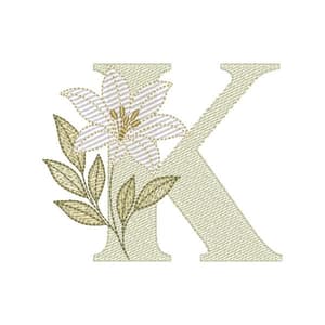 Matriz de bordado Alfabeto Lírio Letra K (Pontos Leves)
