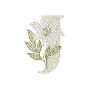 Matriz de bordado Alfabeto Lírio Letra J (Pontos Leves)