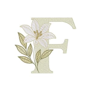 Matriz de bordado Alfabeto Lírio Letra F (Pontos Leves)