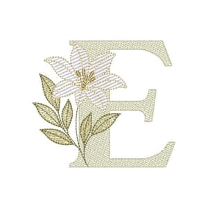 Matriz de bordado Alfabeto Lírio Letra E (Pontos Leves)
