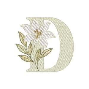 Matriz de bordado Alfabeto Lírio Letra D (Pontos Leves)