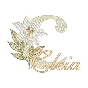 Matriz de bordado Alfabeto Lírio Letra C com Nome (Pontos Leves)