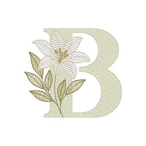 Matriz de bordado Alfabeto Lírio Letra B (Pontos Leves)