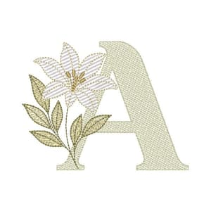 Matriz de bordado Alfabeto Lírio Letra A (Pontos Leves)