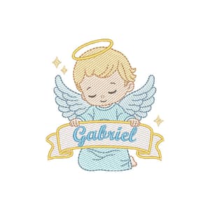 Matriz de bordado Anjinho com Nome (Pontos Leves)