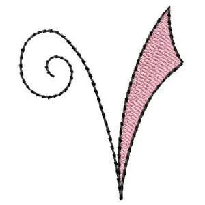 Matriz de bordado monograma estilizado infantil letra v