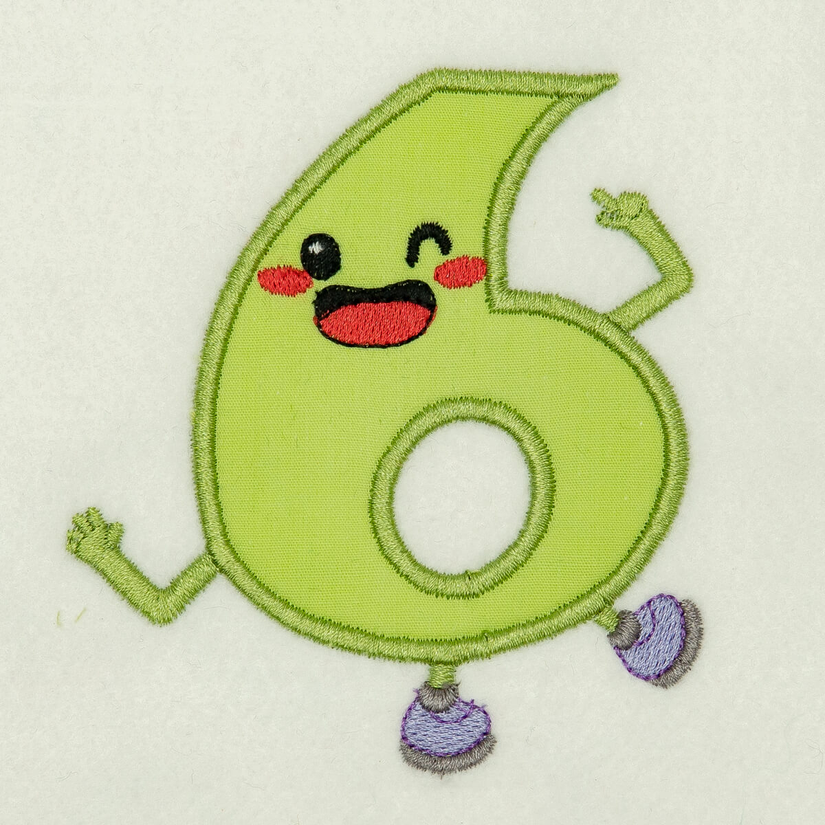 Matriz de Bordado  Número 6 Very Happy em Aplique