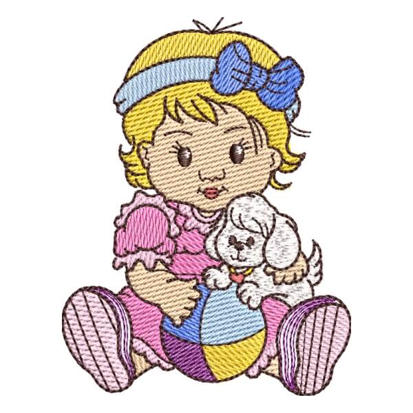 Matriz de Bordado  Menina com Cachorrinho 