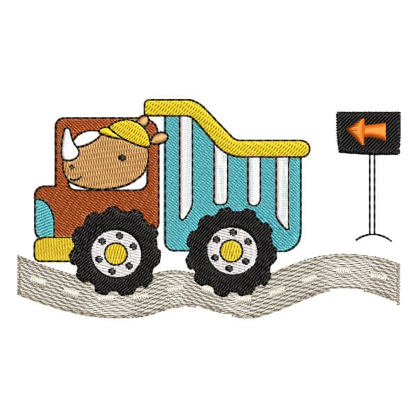 Matriz de Bordado  Rinoceronte no Caminhão