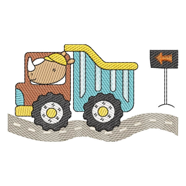 Matriz de Bordado  Rinoceronte no Caminhão (Pontos Leves)