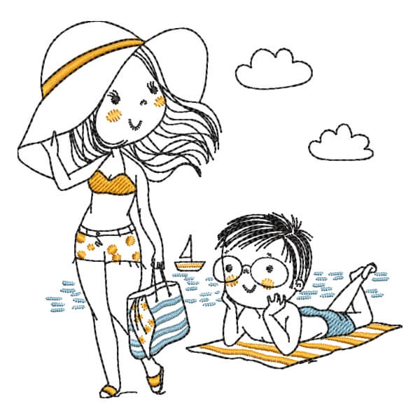 Matriz de Bordado  Casal na Praia