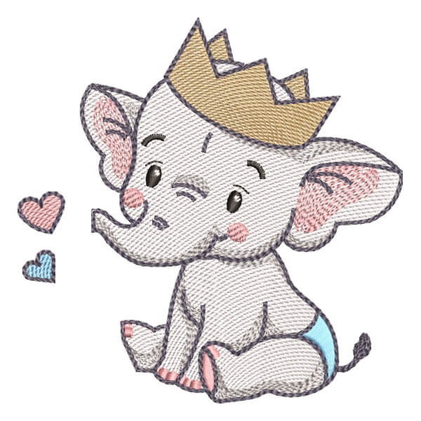 Matriz de Bordado  Elefante príncipe (Pontos leves)