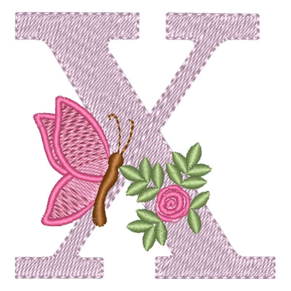 Matriz de Bordado  Alfabeto Floral Letra X