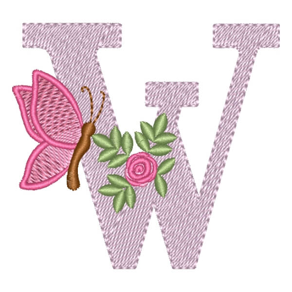 Matriz de Bordado  Alfabeto Floral Letra W