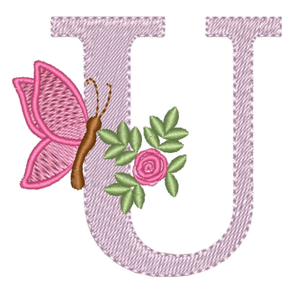 Matriz de Bordado  Alfabeto Floral Letra U