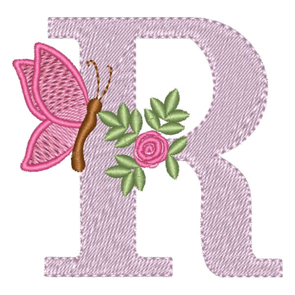 Matriz de Bordado  Alfabeto Floral Letra R