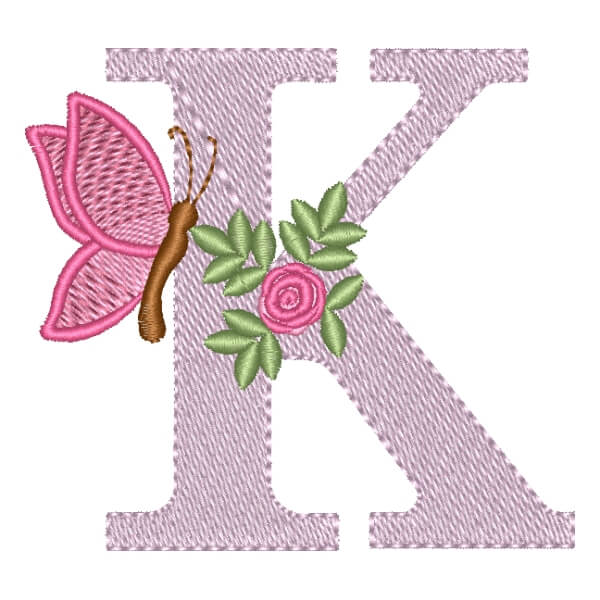 Matriz de Bordado  Alfabeto Floral Letra K
