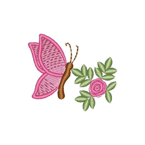 Matriz de Bordado  Borboleta e Flor