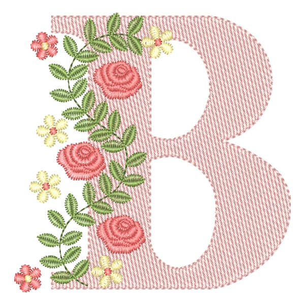 Matriz de Bordado  Monograma Floral Letra B (Pontos Leves) Matriz de Bordado  Monograma Floral Letra B (Pontos Leves)