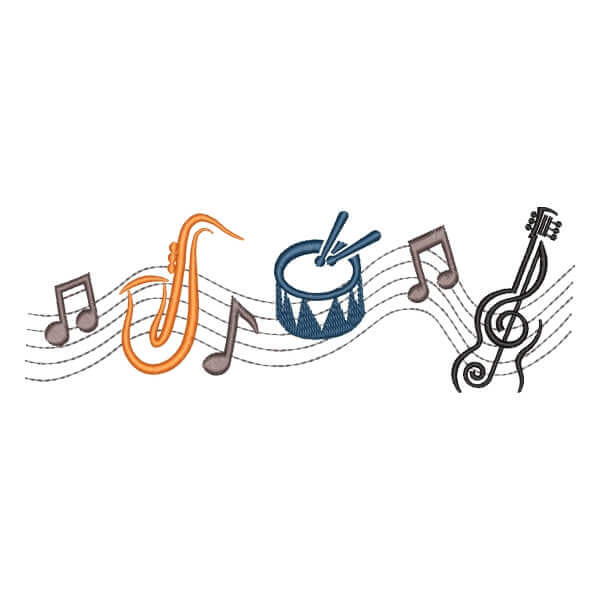Matriz de Bordado  Instrumentos e Notas Musicais