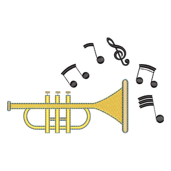 Matriz de Bordado  Trompete e Notas Musicais