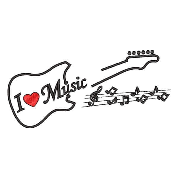 Matriz de Bordado  Guitarra e Notas Musicais