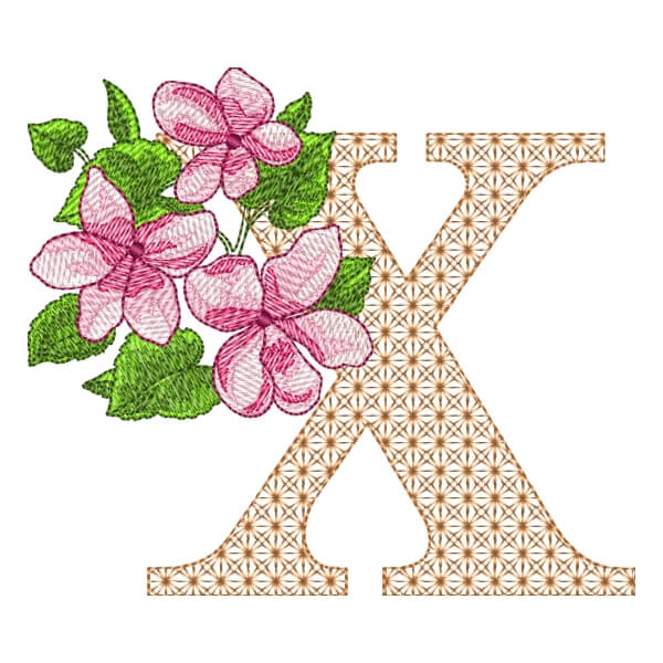 Matriz de Bordado  Monograma Floral Letra X Matriz de Bordado  Monograma Floral Letra X