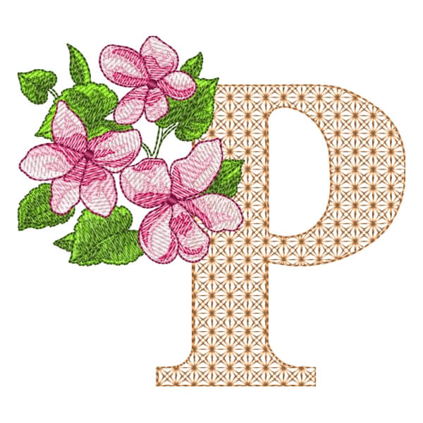 Matriz de Bordado  Monograma Floral Letra P Matriz de Bordado  Monograma Floral Letra P