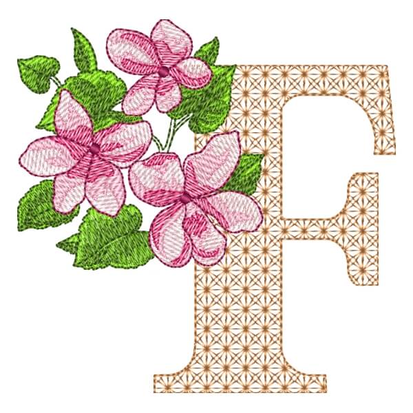 Matriz de Bordado  Monograma Floral Letra F Matriz de Bordado  Monograma Floral Letra F