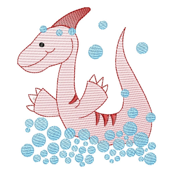 Matriz de Bordado  Dino Menina Hora do Banho (Pontos Leves) Matriz de Bordado  Dino Menina Hora do Banho (Pontos Leves)