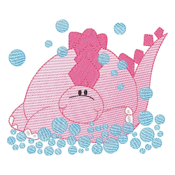 Matriz de Bordado  Dino Menina Hora do Banho (Pontos Leves) Matriz de Bordado  Dino Menina Hora do Banho (Pontos Leves)