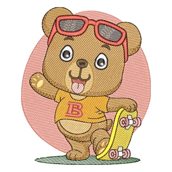 Matriz de Bordado  Urso com Skate (Pontos Leves) Matriz de Bordado  Urso com Skate (Pontos Leves)