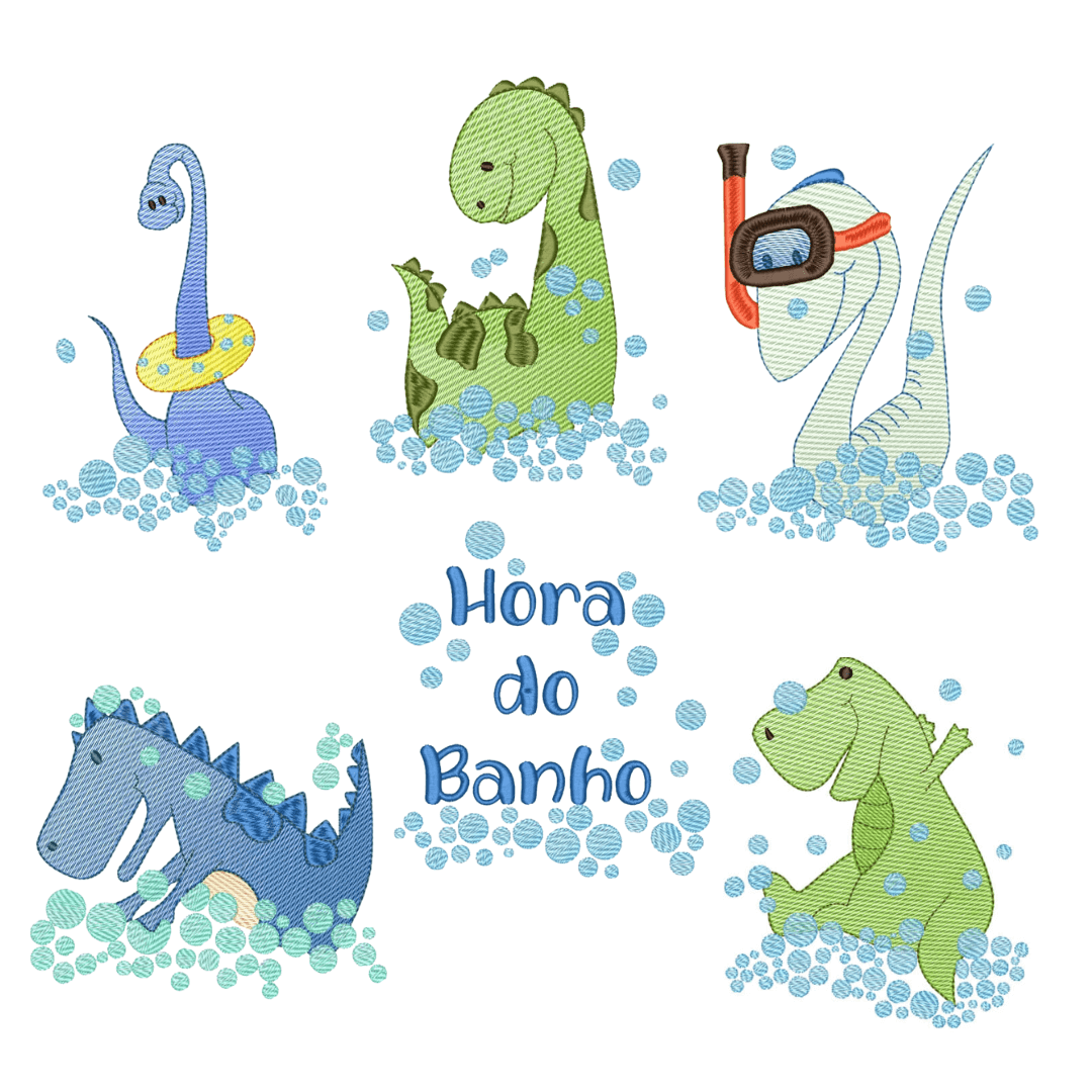 Pacote de Matrizes Dinos Meninos Hora do Banho (Pontos Leves)  Pacote de Matrizes Dinos Meninos Hora do Banho (Pontos Leves)