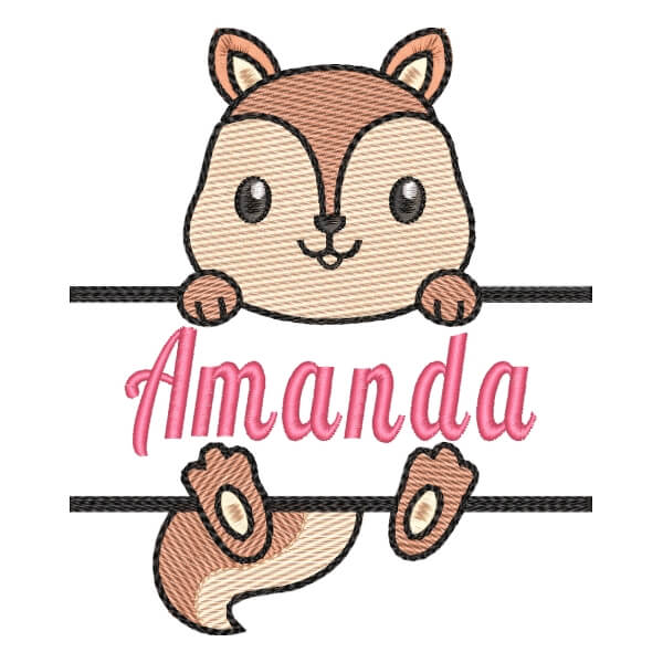 Matriz de Bordado  Esquilo com Nome em Split (Pontos Leves) Matriz de Bordado  Esquilo com Nome em Split (Pontos Leves)