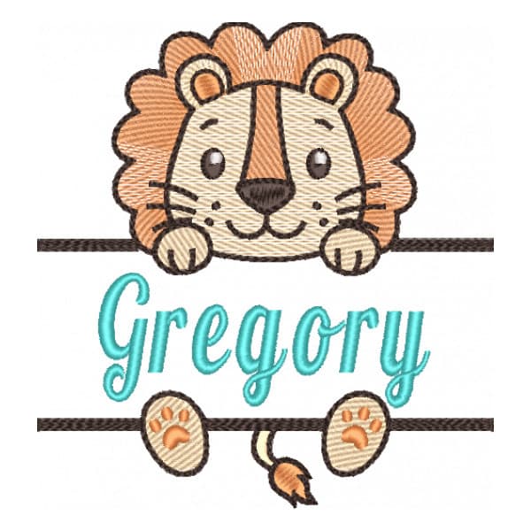 Matriz de Bordado  Leão com Nome em Split (Pontos Leves) Matriz de Bordado  Leão com Nome em Split (Pontos Leves)