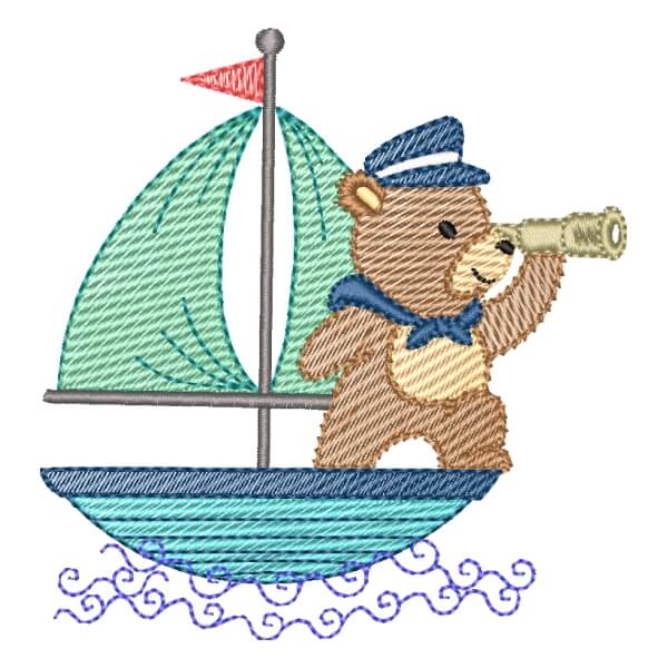 Matriz de Bordado  Ursinho Marinheiro (Pontos Leves)