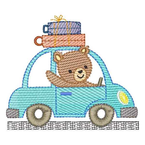 Matriz de Bordado  Ursinho Motorista (Pontos Leves)