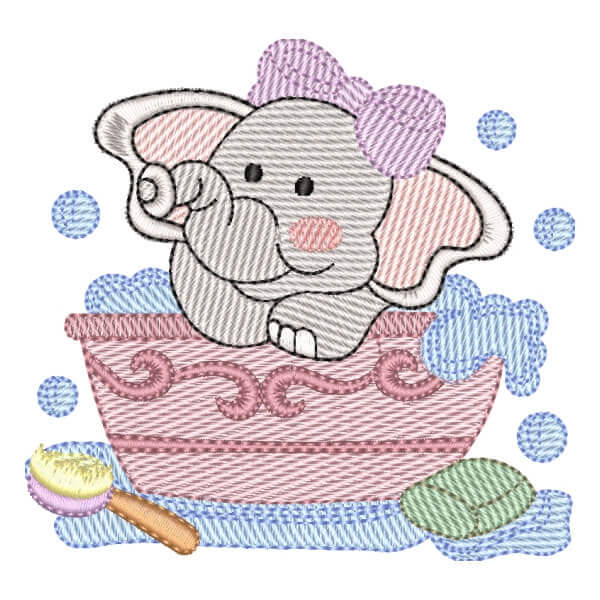 Matriz de Bordado  Elefante Hora do Banho (Pontos Leves) Matriz de Bordado  Elefante Hora do Banho (Pontos Leves)