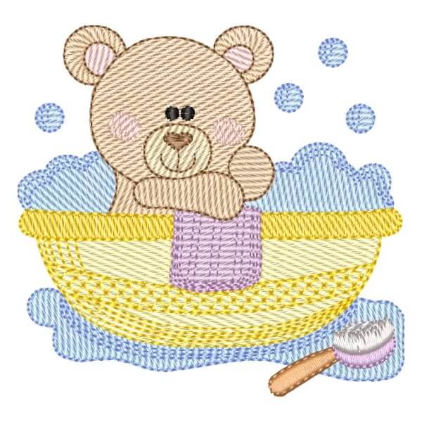 Matriz de Bordado  Urso Hora do Banho (Pontos Leves) Matriz de Bordado  Urso Hora do Banho (Pontos Leves)