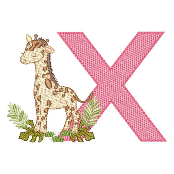 Matriz de Bordado  Alfabeto Safari Letra X (Pontos Leves)
