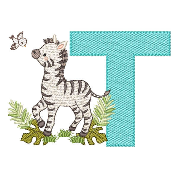 Matriz de Bordado  Alfabeto Safari Letra T (Pontos Leves)