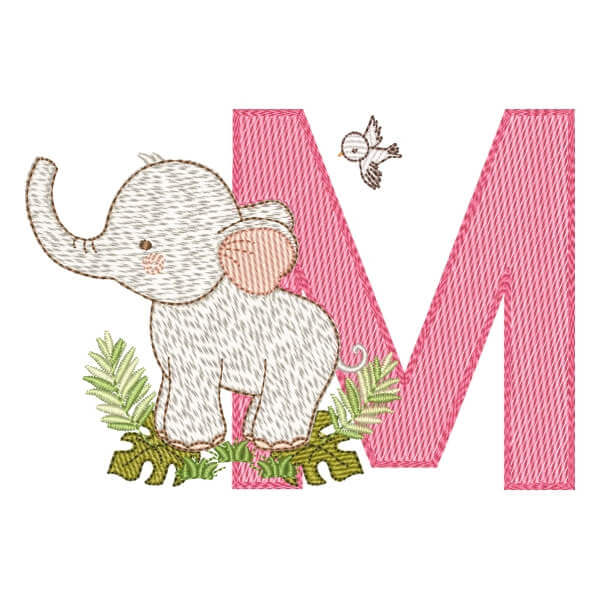 Matriz de Bordado  Alfabeto Safari Letra M (Pontos Leves)